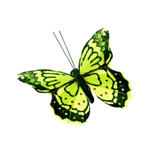 Mariposa Plumas 9 cm verde