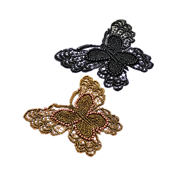 Mariposa de rocalla y perlas