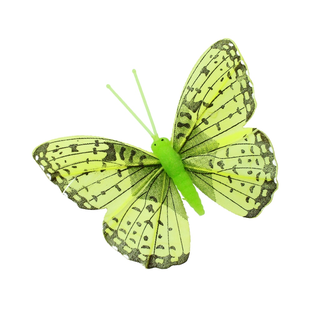 Mariposa plumas 8x6cm verde
