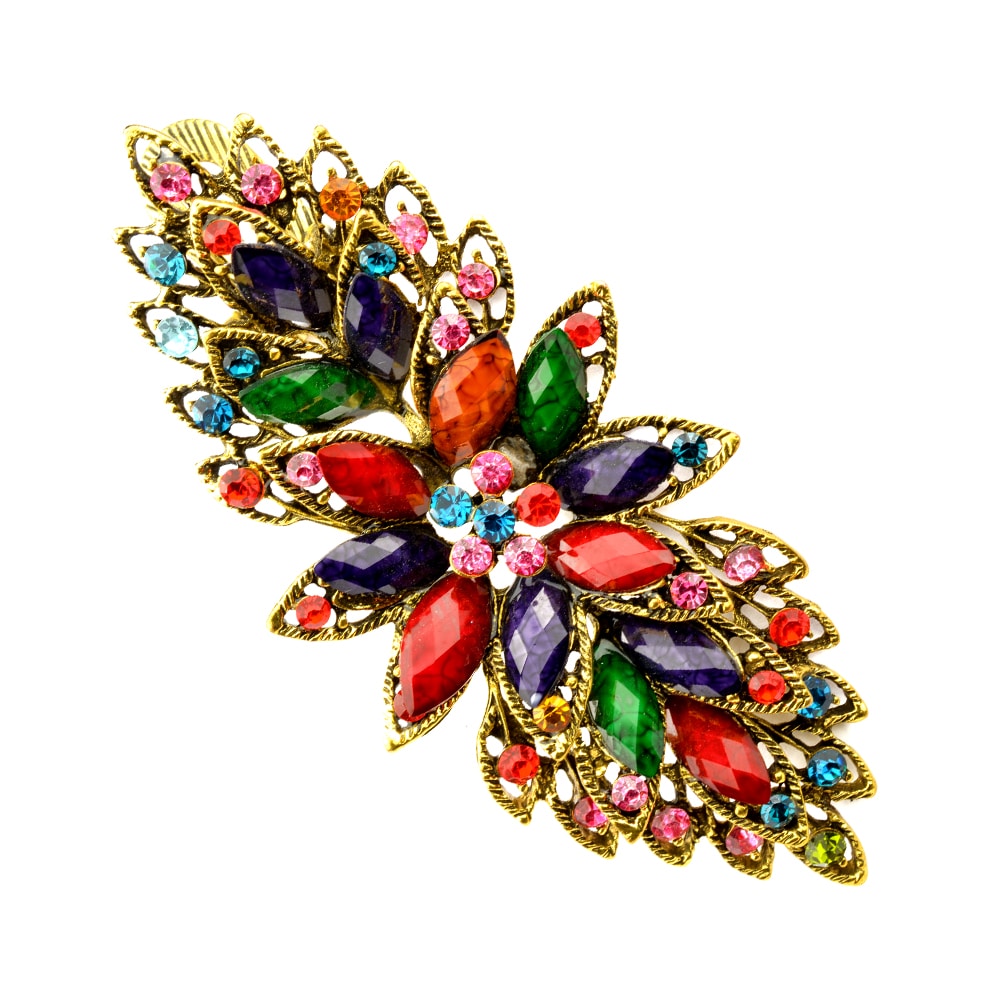 Pinza Broche Strass Flor