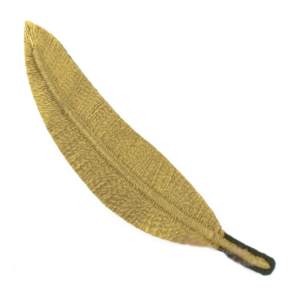 Pluma bordada 7 CM termoadhesiva dorado