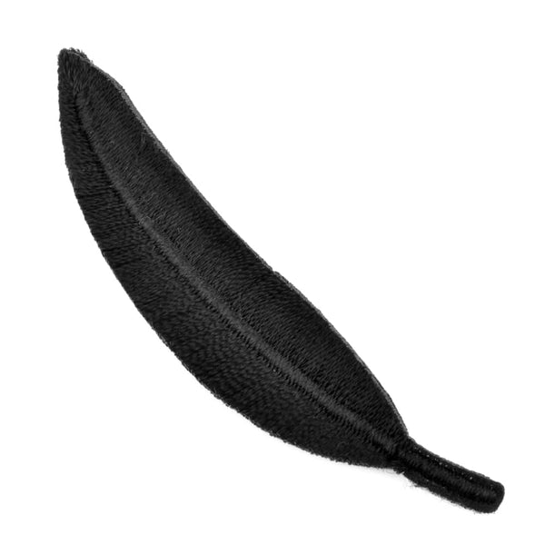 Pluma bordada 7 CM termoadhesiva negro