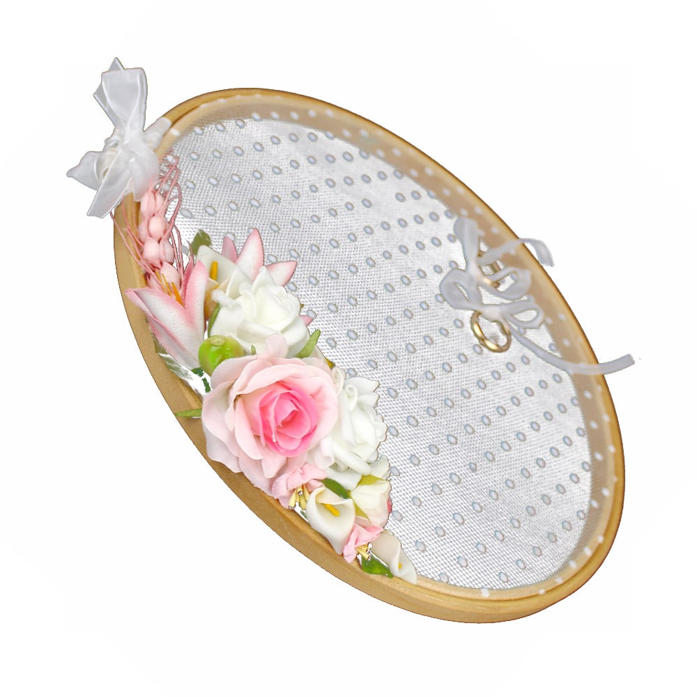 Porta anillos de tul y flores 3