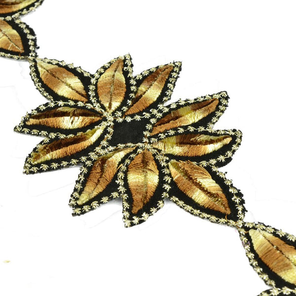 TIRA BORDADA FLORES beige tostado