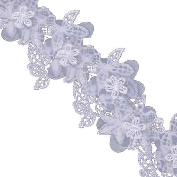 Tira Flor Guipur Organza blanco