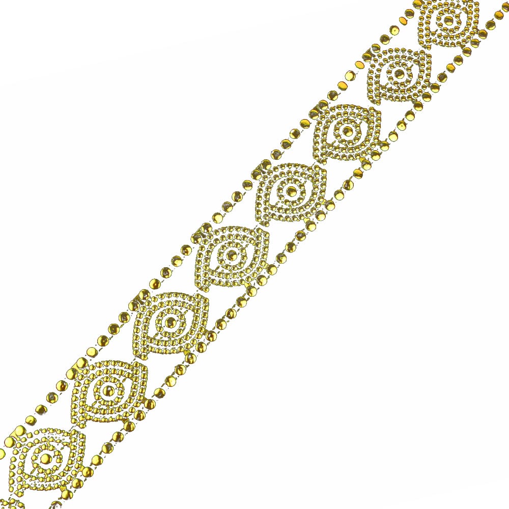 Tira de ondas con tachuela metálica 3 cm oro viejo