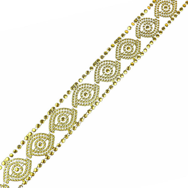 Tira de ondas con tachuela metálica 3 cm oro viejo