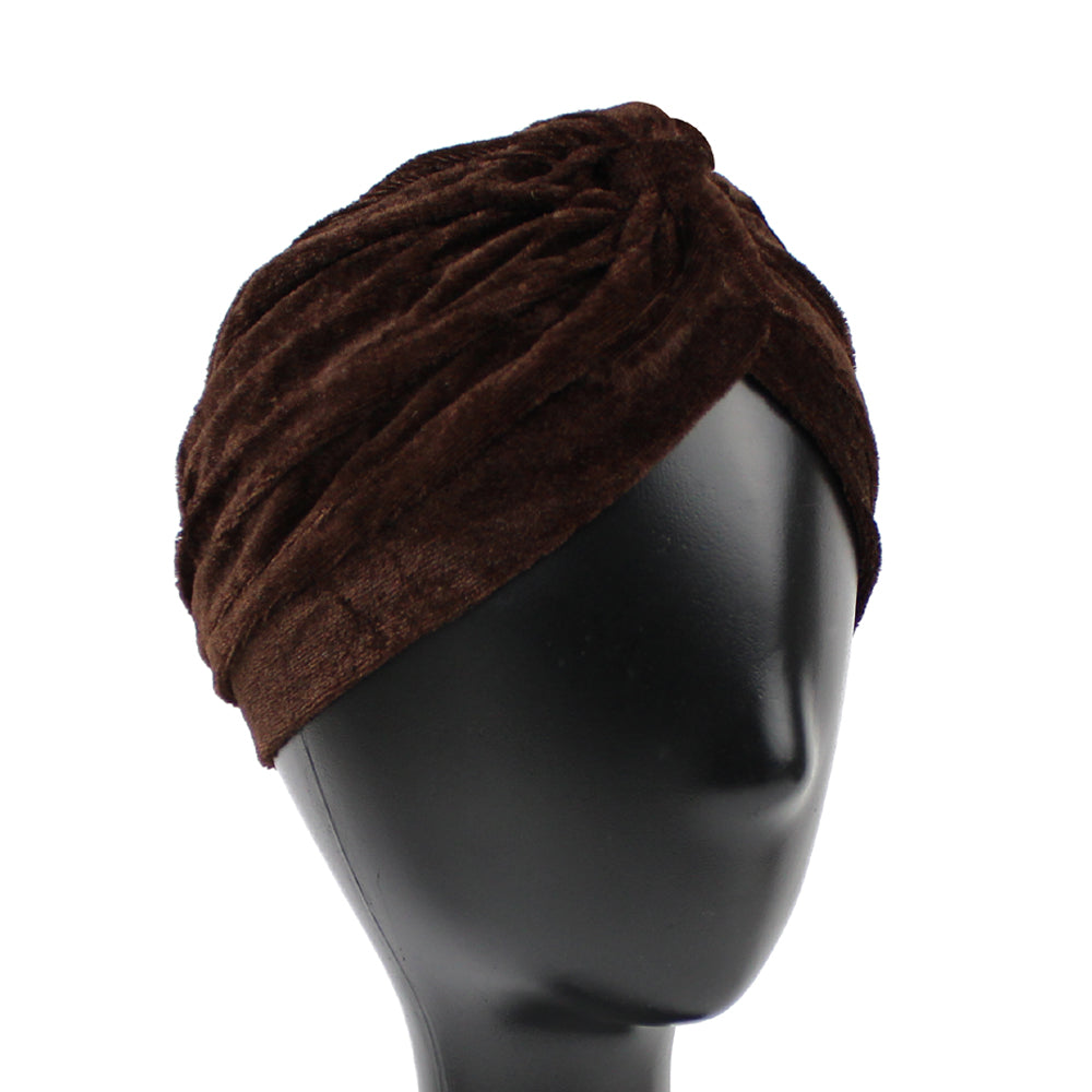 Turbante cerrado terciopelo marrón