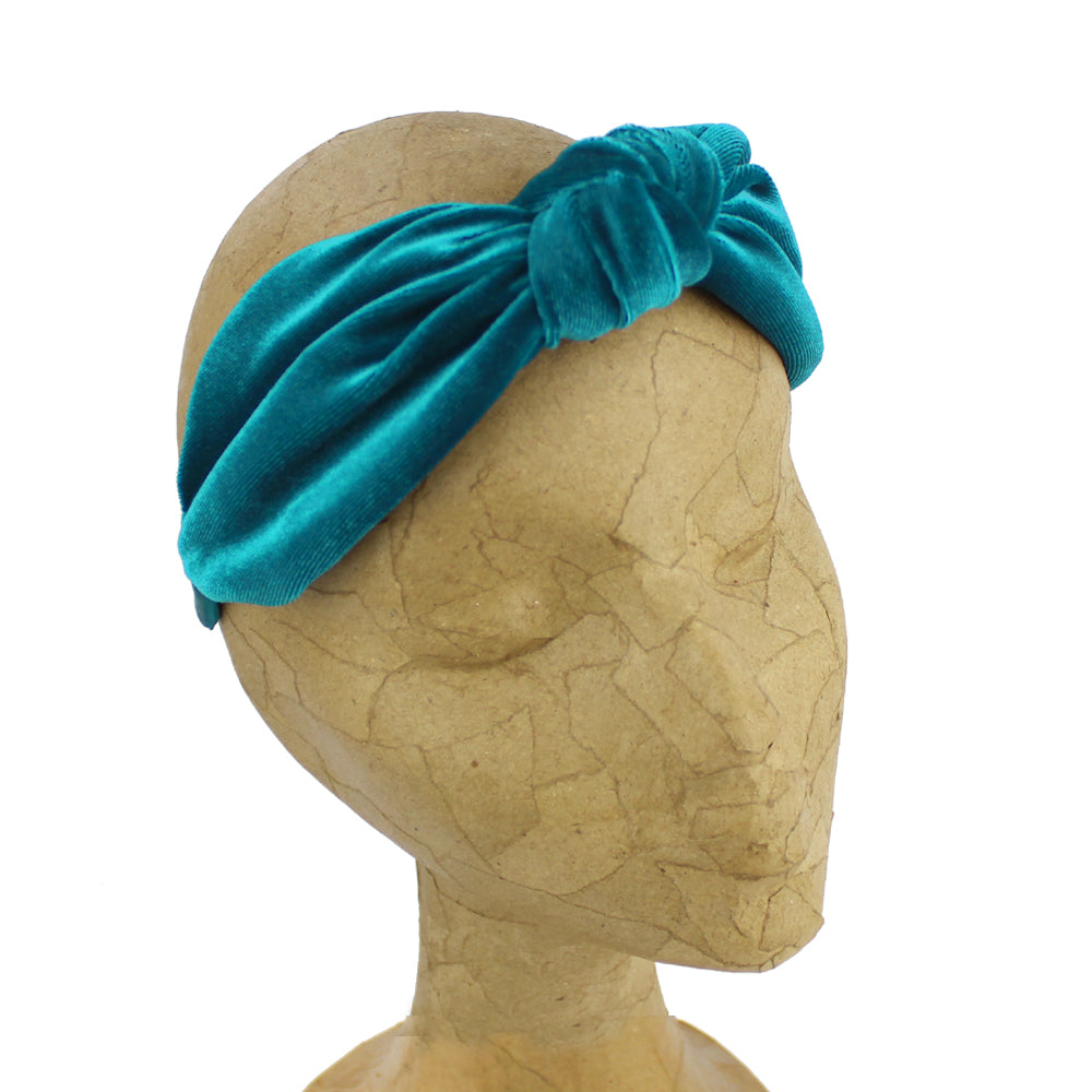 Turbante diadema terciopelo verde mar oscuro