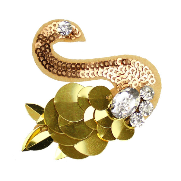 aplicacion cisne termoadhesiva 6 cm dorado