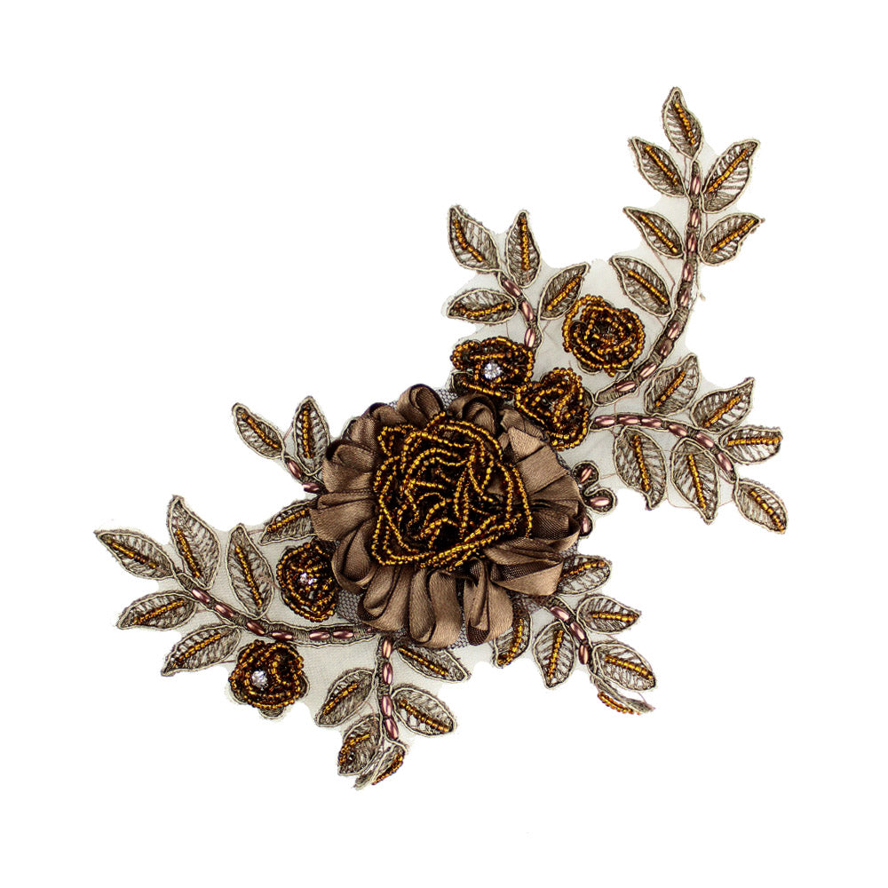 aplicacion encaje y rocalla 20×12 cm bronce