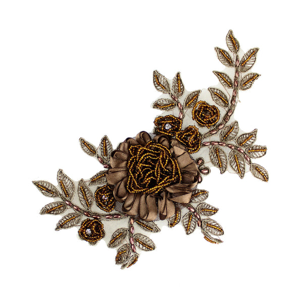 aplicacion encaje y rocalla 20×12 cm bronce