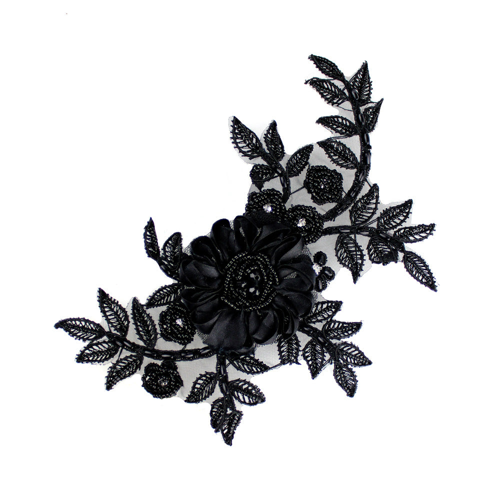 aplicacion encaje y rocalla 20×12 cm negro