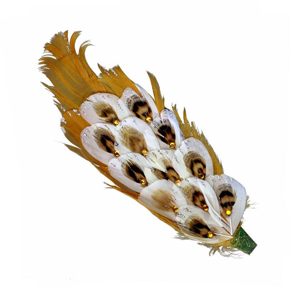 aplique plumas faisan strass camel
