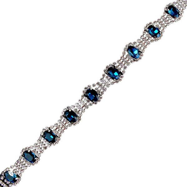 cadena strass pedreria azul azafata