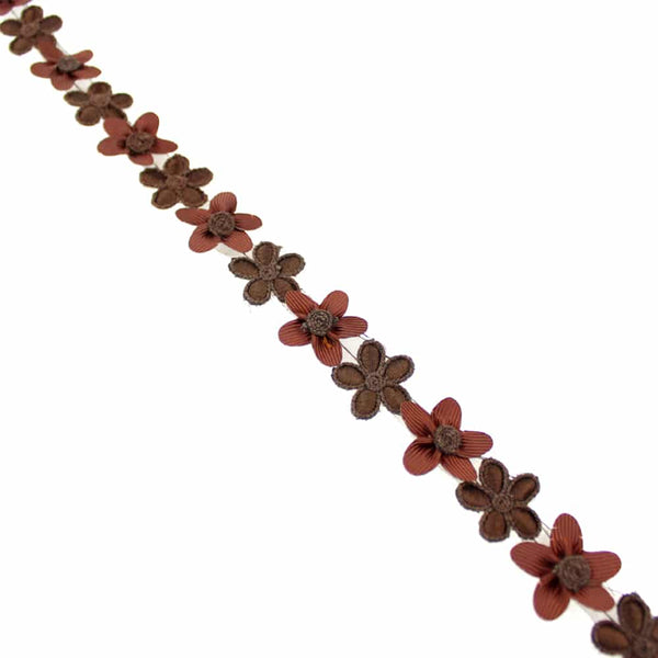 cinta de flores con bordados 2 5 cm marron oscuro