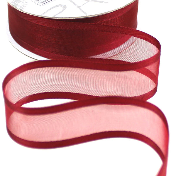 cinta organza 2 bandas granate