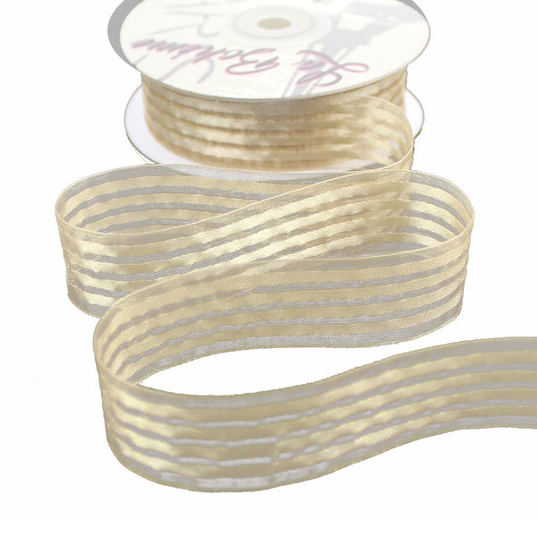 cinta organza 5 bandas beige