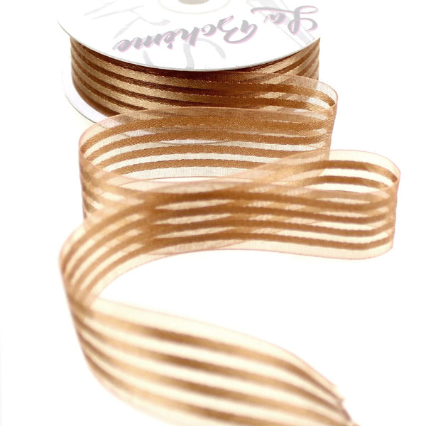 cinta organza 5 bandas camel