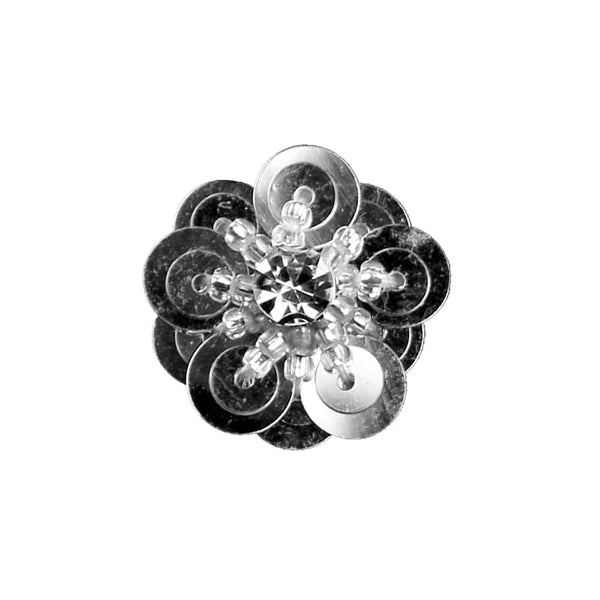 flor paillete 2 cm plata