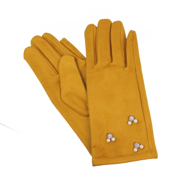 guantes antelina perlas mostaza