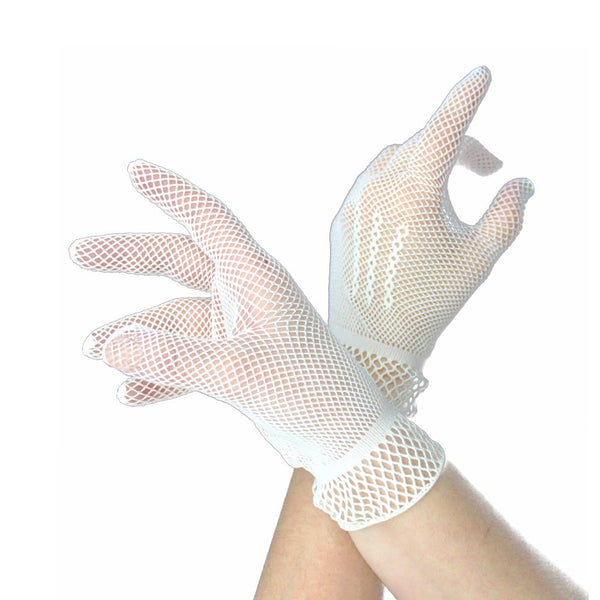 guantes de rejilla cortos blanco
