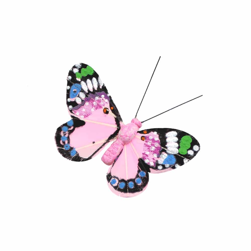 mariposa de plumas 7×4 cm rosa
