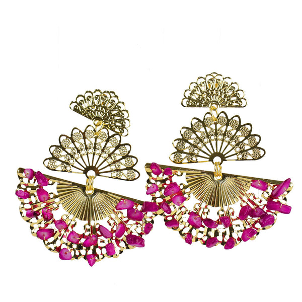 pendientes abanico buganvilla