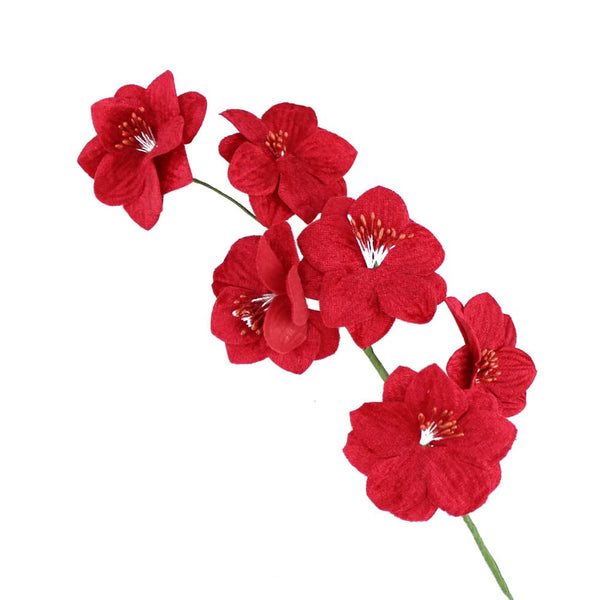 ramillete 6 flores terciopelo rojo