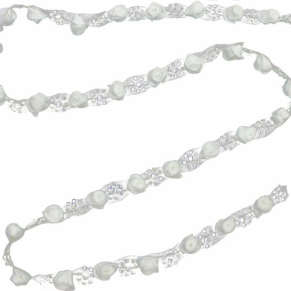 tira flores y strass termoadhesivo 1 cm blanco