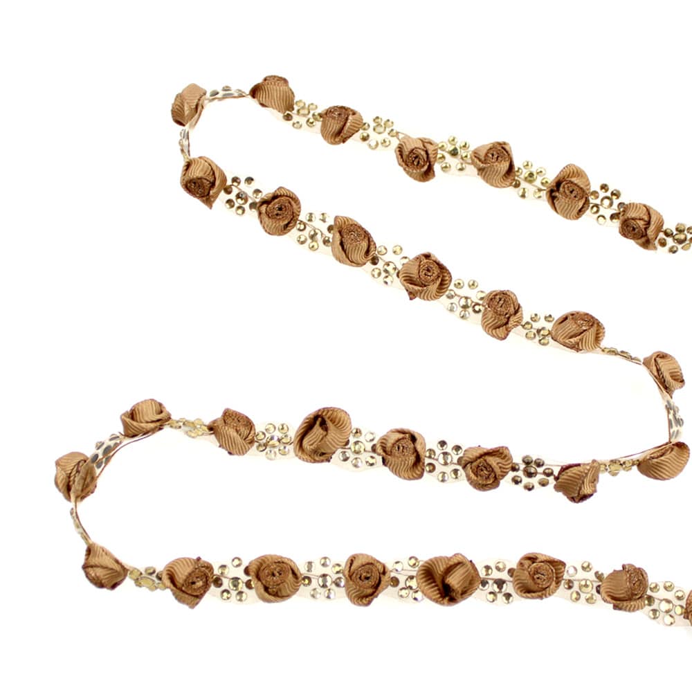 tira flores y strass termoadhesivo 1 cm marron