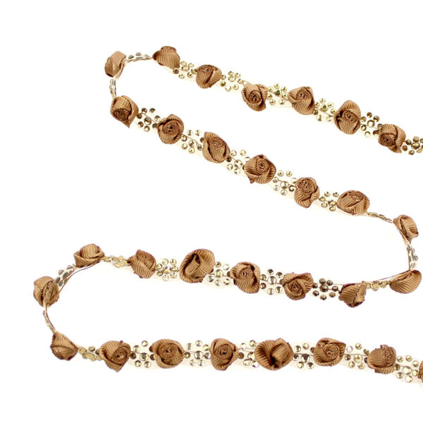 tira flores y strass termoadhesivo 1 cm marron