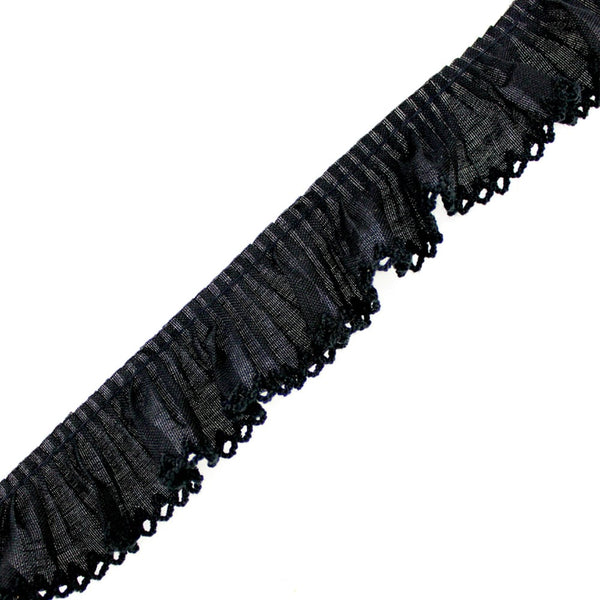 tira ganchillo plisado 3 cm negro