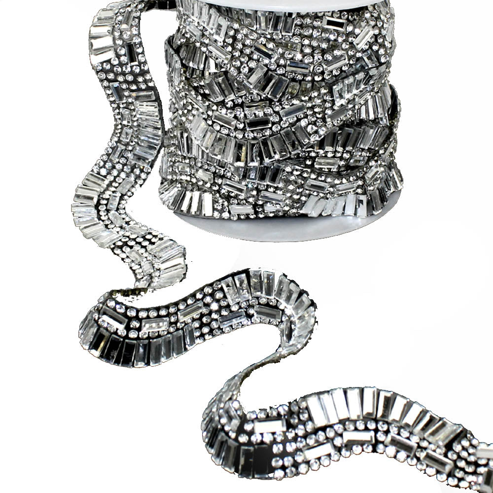 tira ondulada strass plata