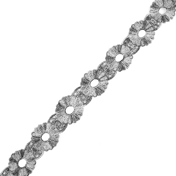 tiras de encaje circular metalizado 4 cm plata vieja