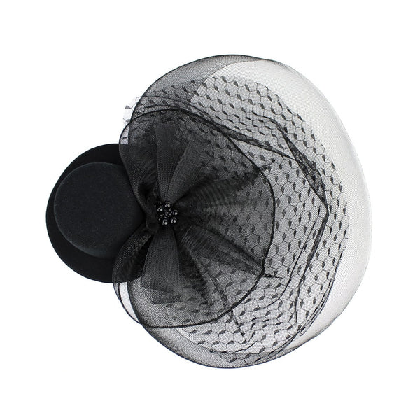 tocado sombrero perlas negro 3