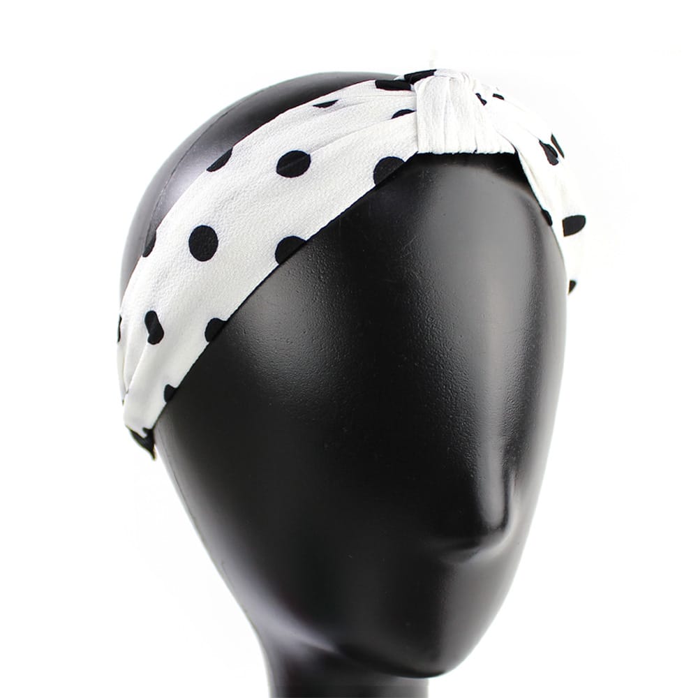 turbante diadema lunares blanco