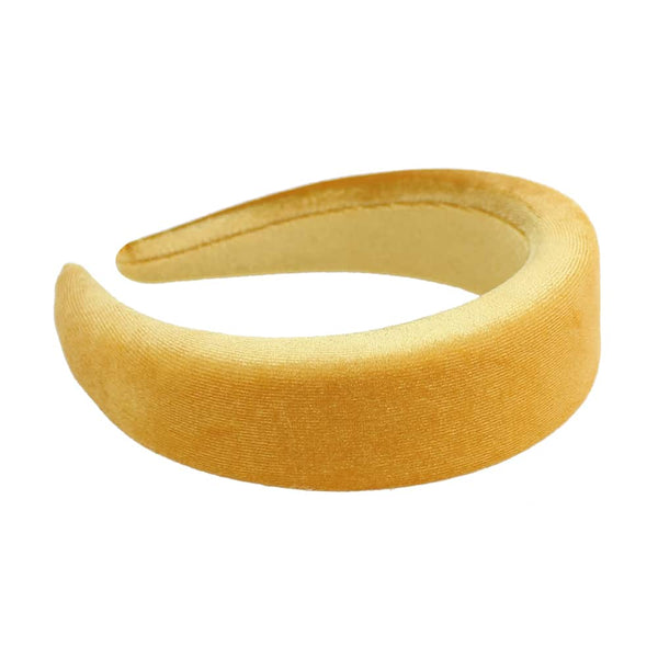 turbante forrado de terciopelo mostaza