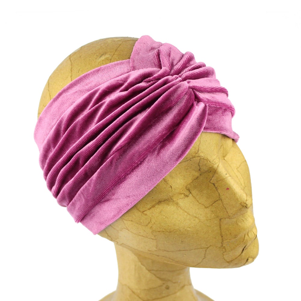 turbante terciopelo abierto alta calidad rosa maquillaje