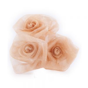 Ramillete 3 rosas organdí beige
