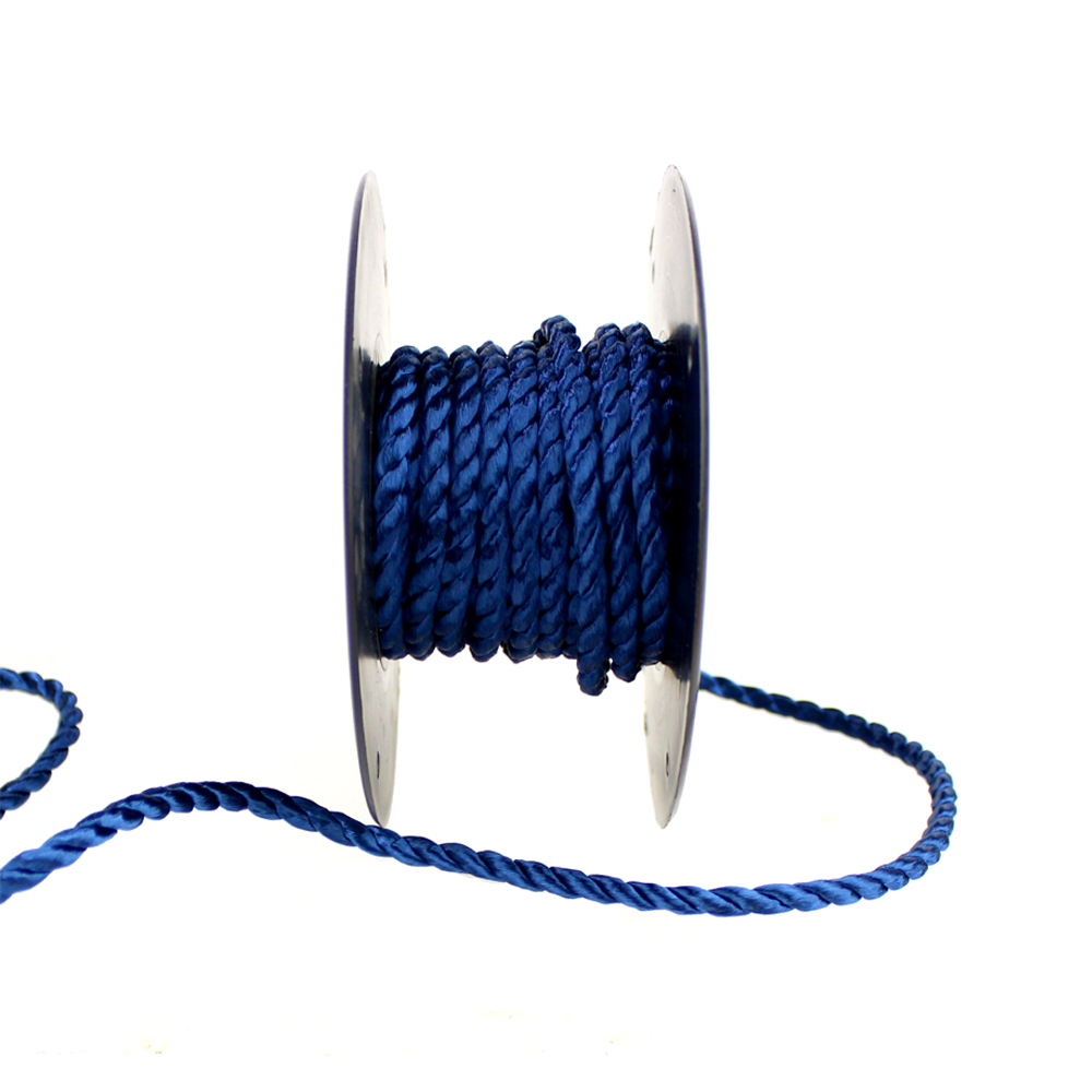 Cordón trenzado seda 5 mm azul