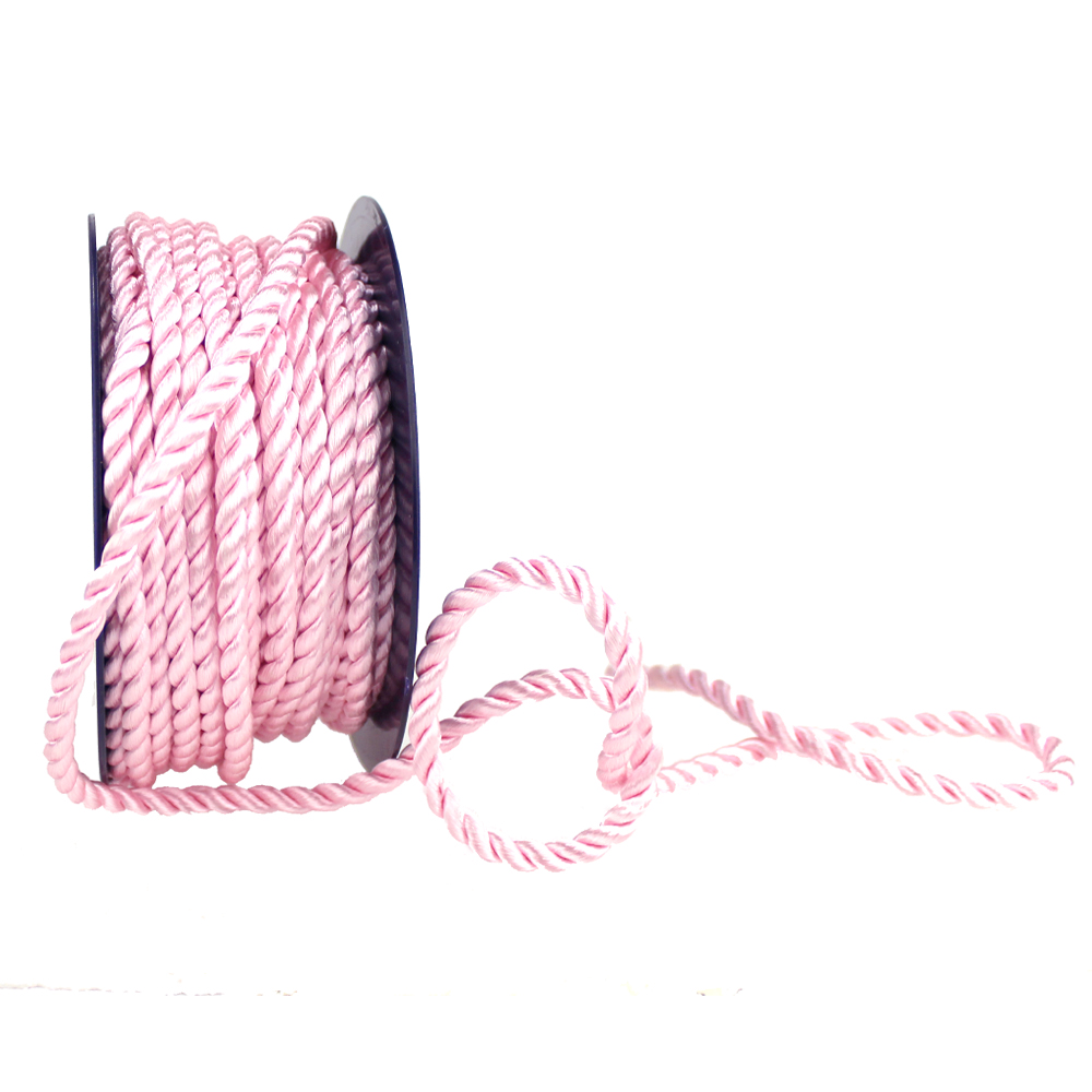 Cordón trenzado seda 5 mm rosa