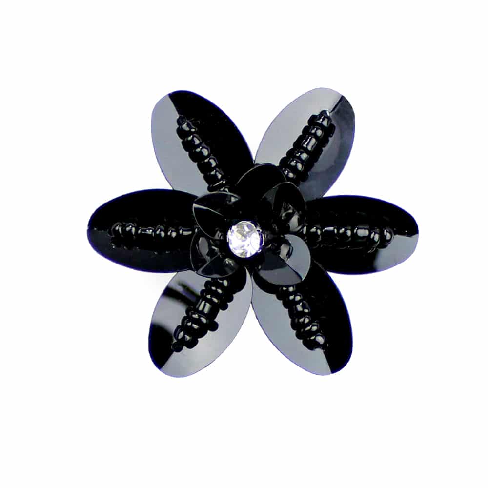 Flor paillete 4 cm negro