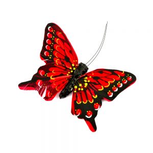 Mariposa de plumas 8 cm rojo