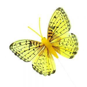 Mariposa plumas 8x6cm amarillo