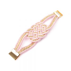Pulsera cordón trenzado oro y rosa