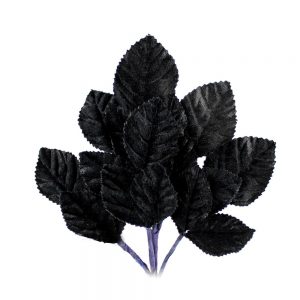 Ramillete Hojas terciopelo 21 cm negro
