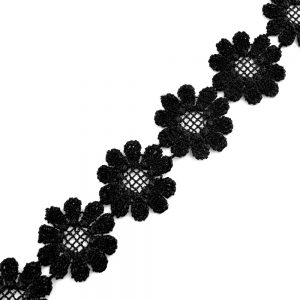 Tira guipur de flores 25 mm negro