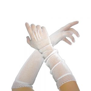 guantes de rejilla largos blanco