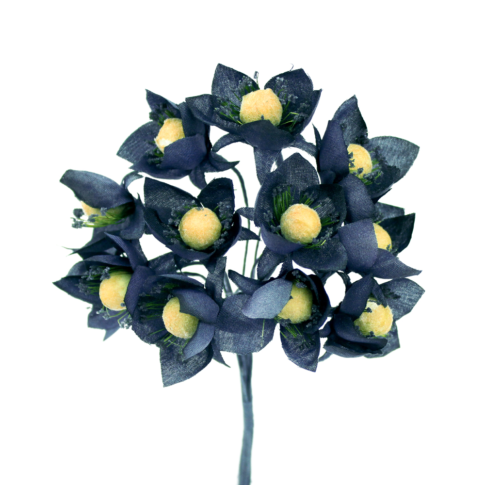ramillete 12 flores 10×8 cm azul marino